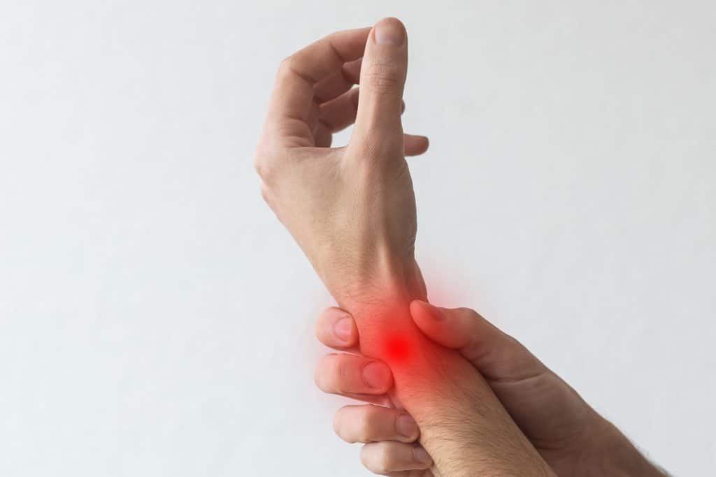 the man injured his wrist. He suffered a tendon injury, arthritis in his wrist, and de quervain disease.